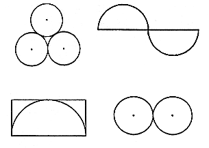 从下面图形中,找出轴对称图形(在不是轴对称图形的平面图形下面画