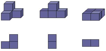 二,下面的立体图形从侧面看分别是什么形状连一连.